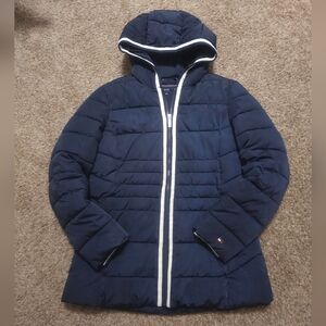 Tommy Hilfiger Navy Puffer Jacket with Hood Size M